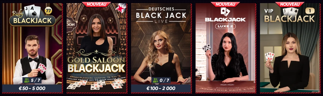 Jeux de table blackjack sur QuickWin Casino